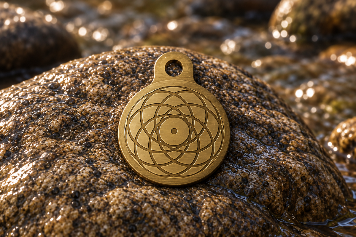 Wild pendant in brushed gold, front