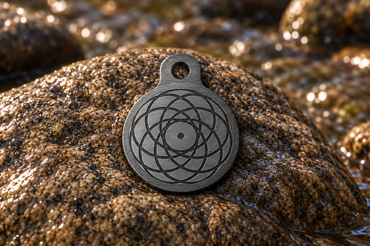 Wild pendant in brushed gunmetal, front